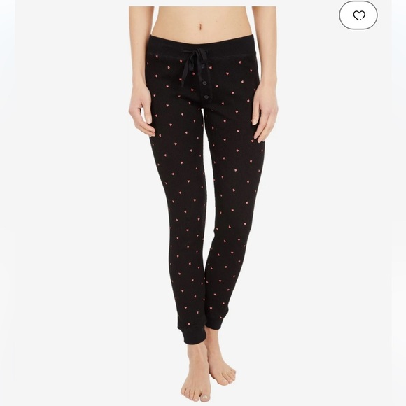 Plush | Thermal Heart Pajama Set Plus Scrunchie Black Hearts Size XS Gift - Picture 9 of 9